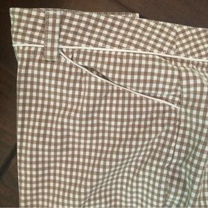 Talbots Tan & White Gingham Checked Capri Pants - Size 14 Petite